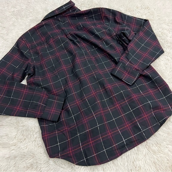 Levi's Plaid Boyfriend Fit Button Up Silver Metallic Shirt LIKE NEW Medium - Picture 8 of 10